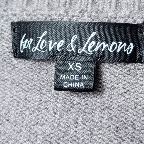 FOR LOVE AND LEMONS Joan Cardigan Sweater and Vest Button Crop Grey XS - Picture 9 of 10